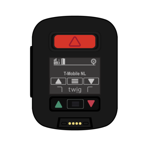 TWIG Neo. Portable emergency button that rings itself in the event of an alarm.